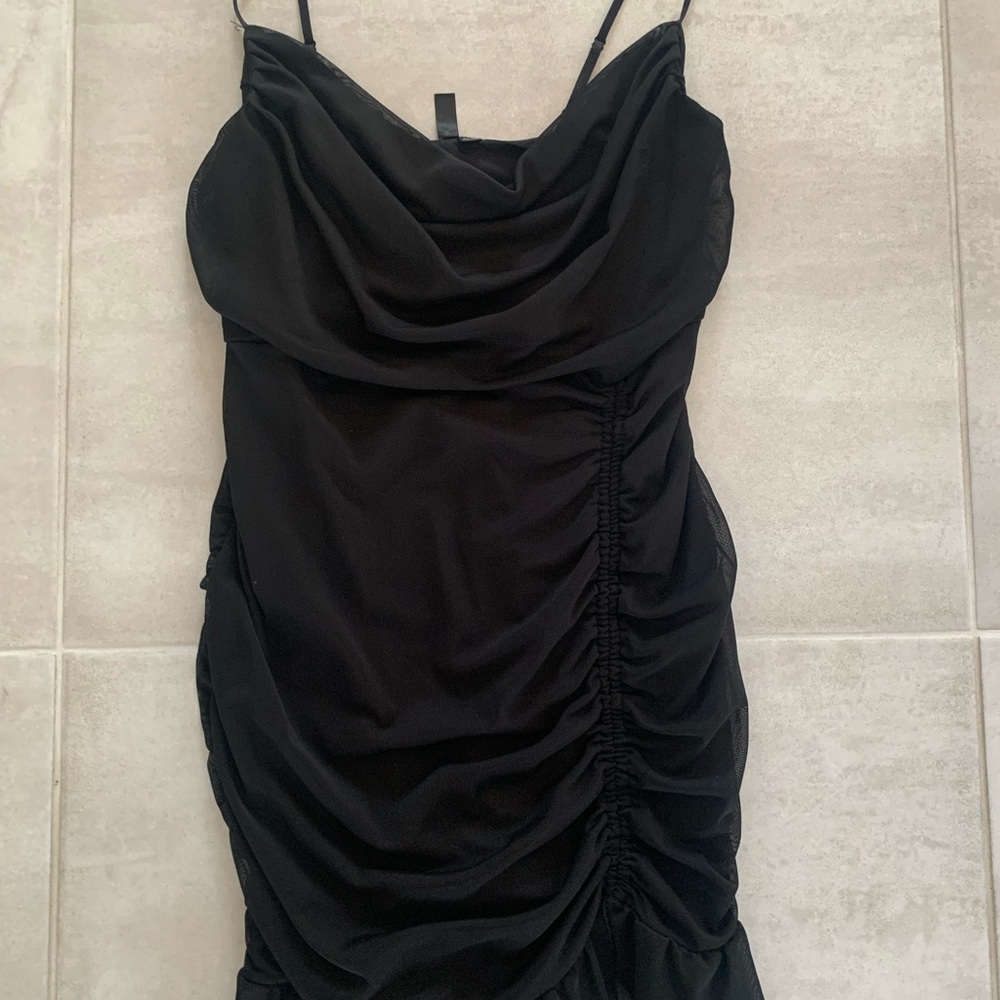 Elegant Black Ruched Dress
